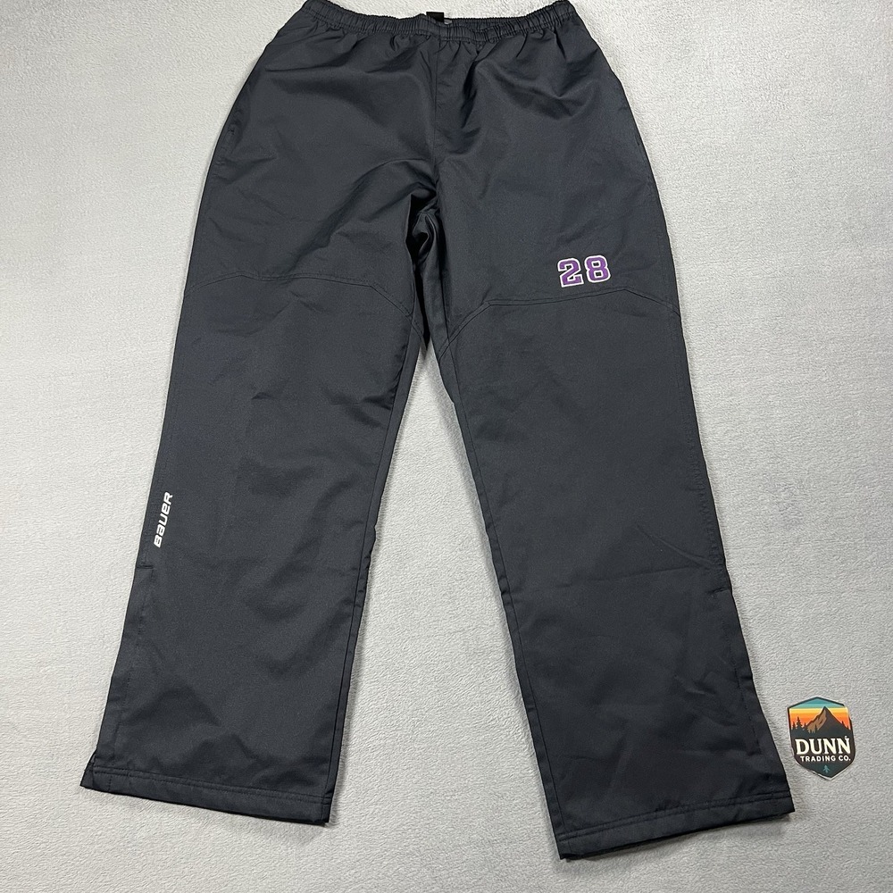 Bauer Hockey Pants Mens L Black Lined Warm Up Pants Embroidered Zip Leg
